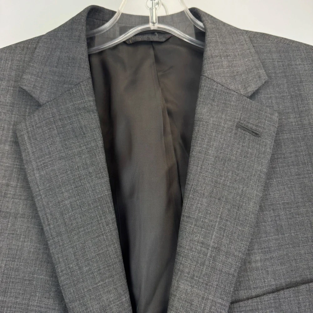Lauren Ralph Lauren Mens 42R Grey 100% Wool Sharkskin 2 Button Blazer Sport Coat